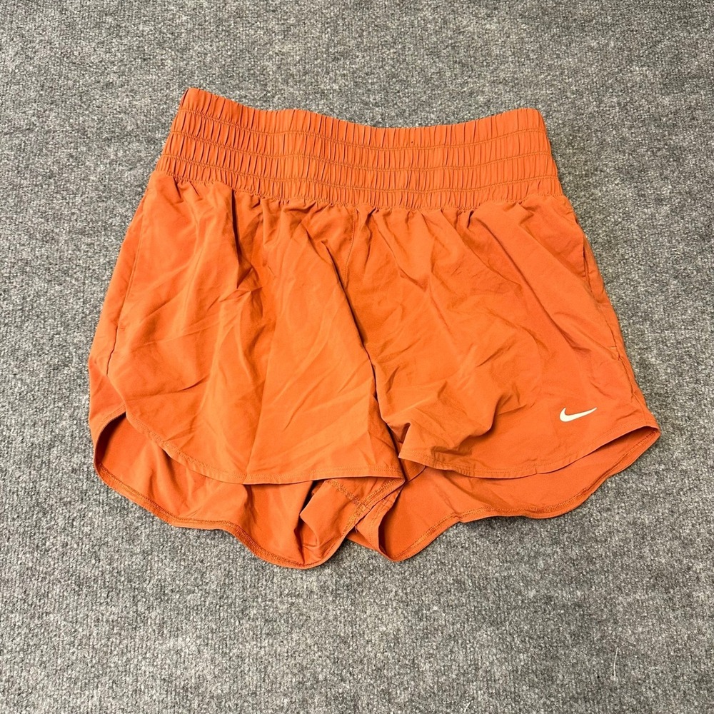 Nike Shorts Womens Size XL Orange Dri-FIT Smocked Waist Athletic Running Workout